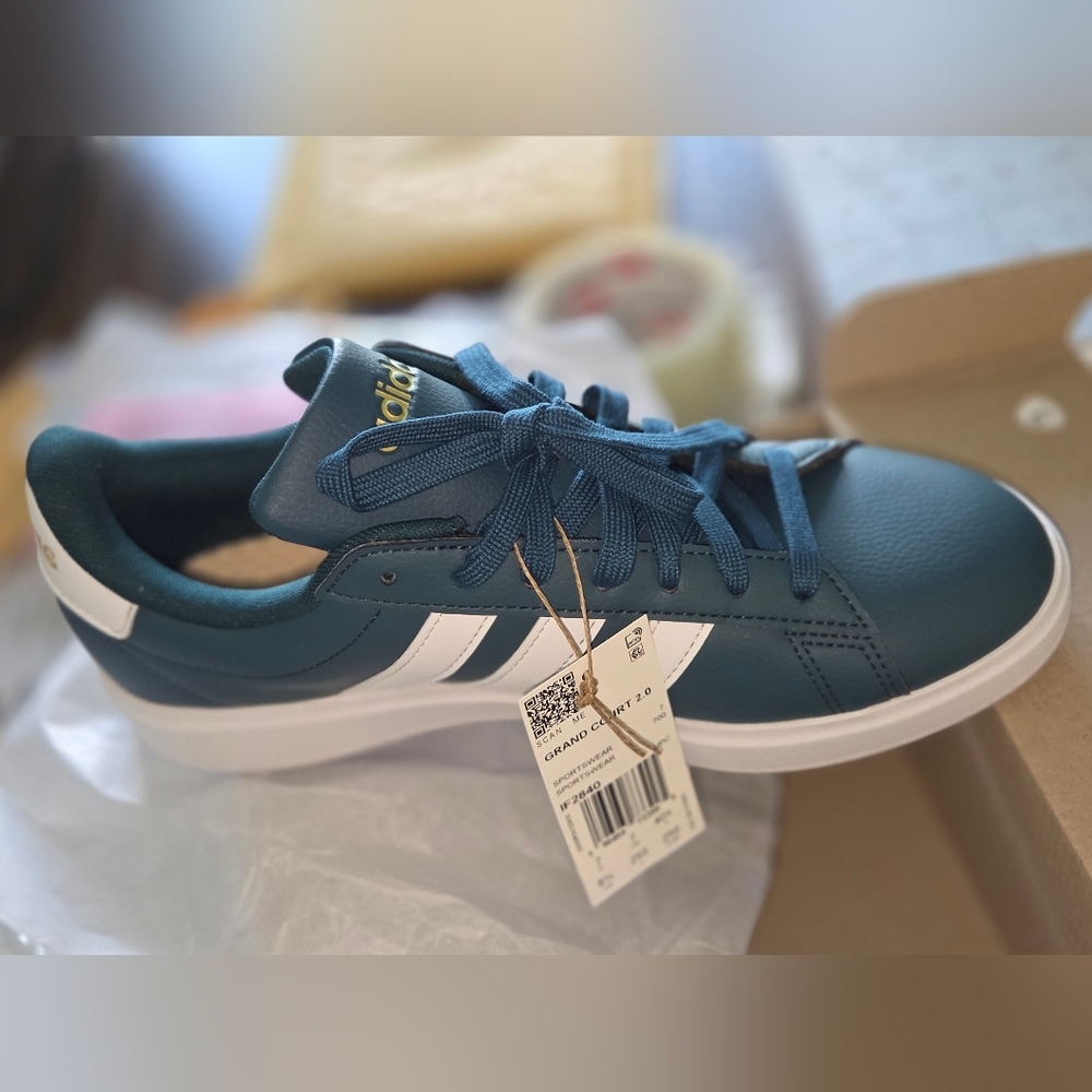 adidas Women's Teal and White Sneakers